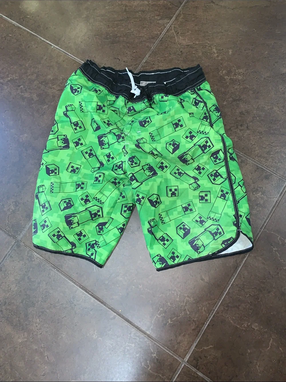 Bright Green Gamer Print Swim Shorts